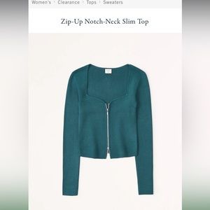ZIP-UP NOTCH NECK SLIM TOP ABERCROMBIE